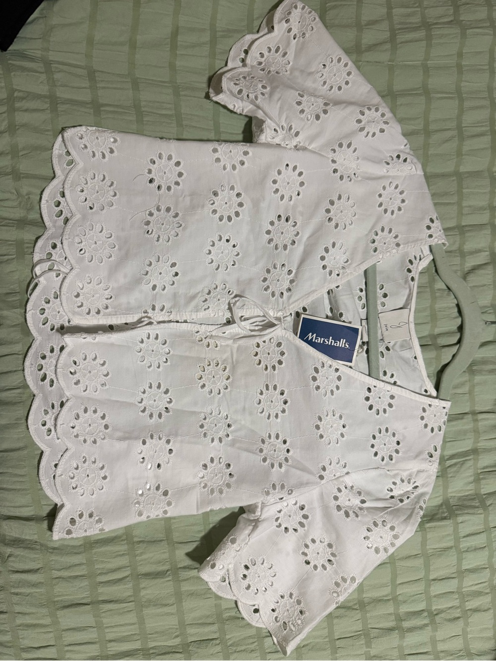 Marshalls White Eyelet Lace Tie-Front Blouse